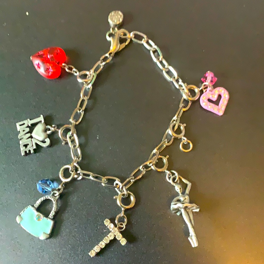 SUPER CUTE CHARM BRACELET GLITTER HEART +++ - Picture 1 of 5